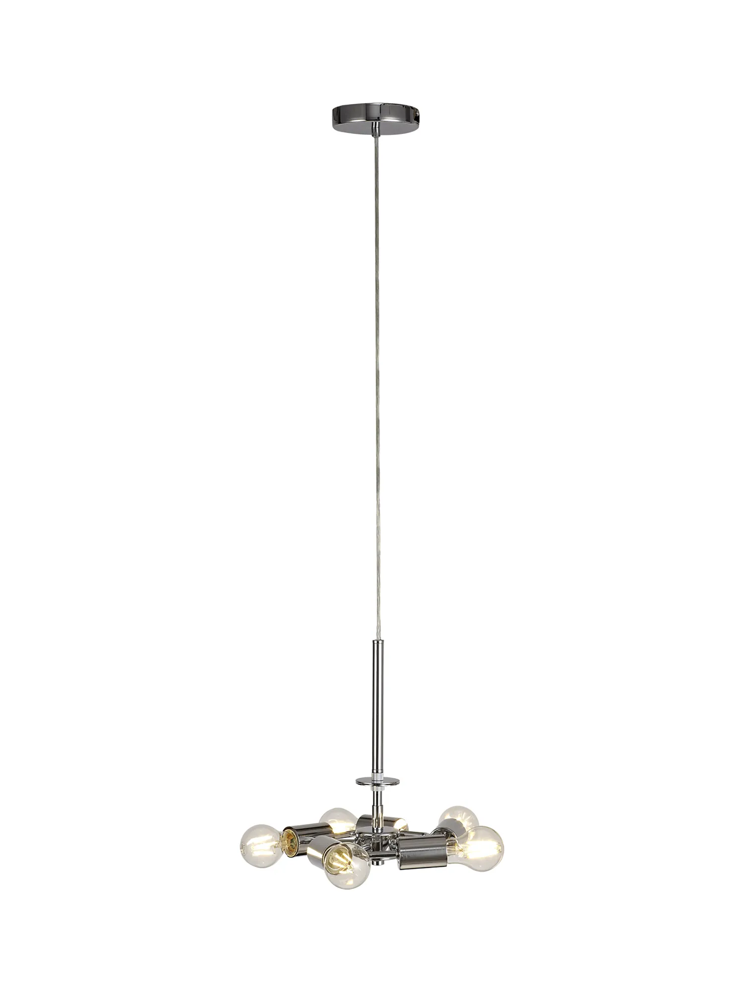 Baymont 50cm 5 Light Pendant Polished Chrome, Silver Leaf, Frosted Diffuser DK0820  Deco Baymont CH SL